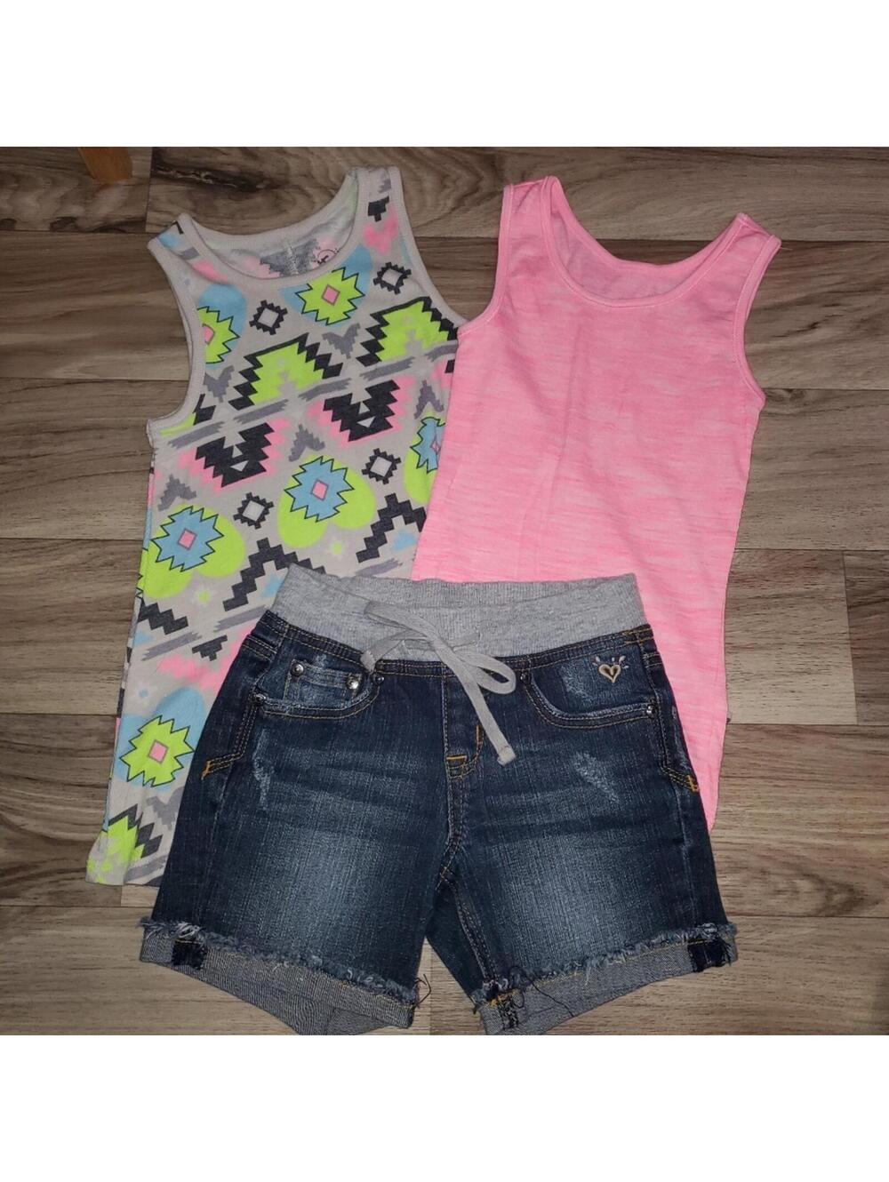 Girls 7 Justice Summer Outfit Bundle Shorts Tank Tops